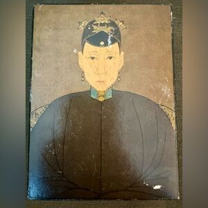 Vintage Black Wooden Lacqueur Chinese Woman Mottahedeh Made In Italy Trinket Box